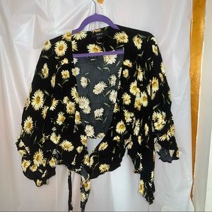 Forever 21 Vintage Long Bell Sleeve Crop Top